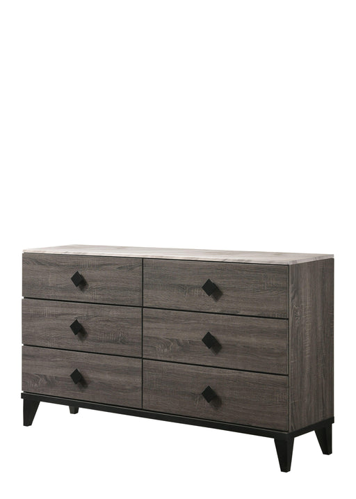 Avantika Faux Marble & Rustic Gray Oak Dresser - FAMSA Furniture (TX)
