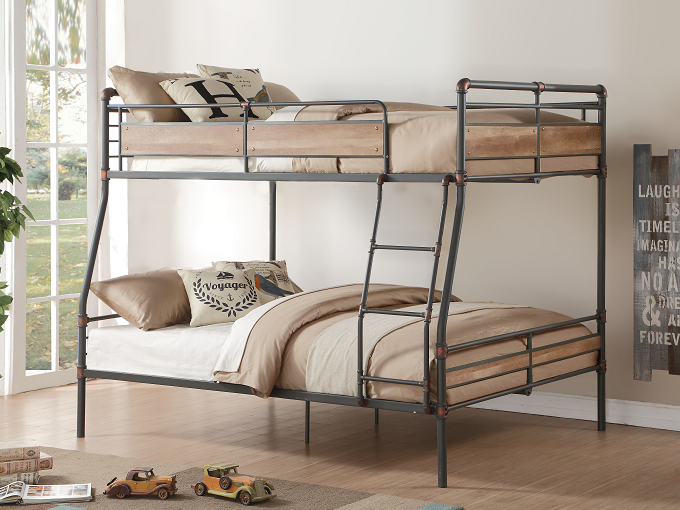 Brantley II Sandy Black & Dark Bronze Hand-Brushed Full XL/Queen Bunk Bed - FAMSA Furniture (TX)