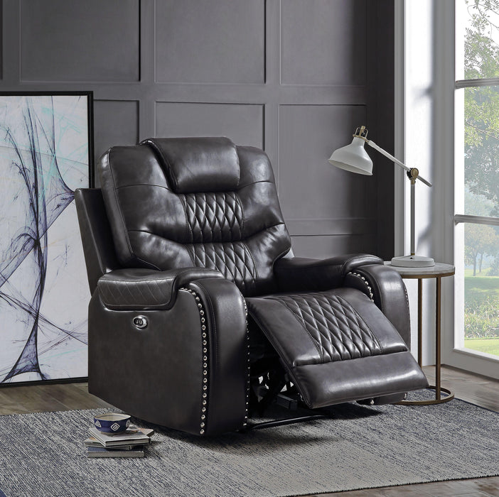 Braylon Magnetite PU Recliner (Power Motion) - FAMSA Furniture (TX)