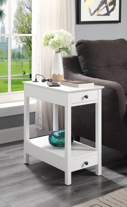 Byzad White Side Table (USB Charging Dock) - FAMSA Furniture (TX)