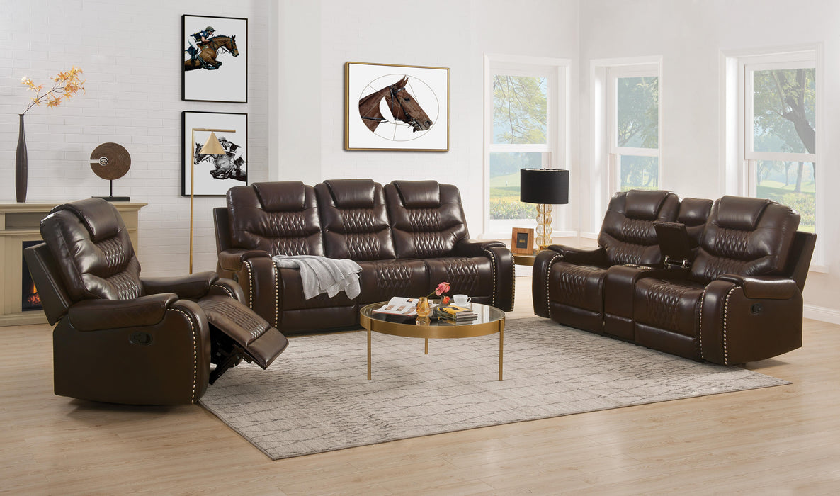 Braylon Brown PU Love w/Console (Motion) - FAMSA Furniture (TX)