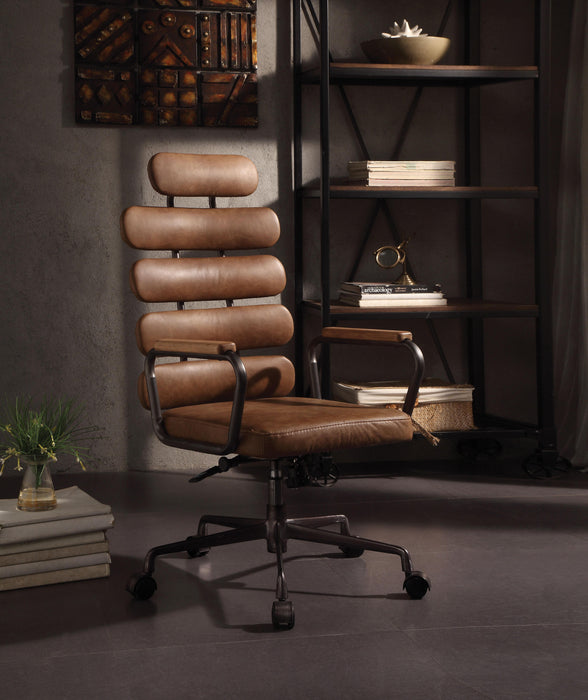 Calan Retro Brown Top Grain Leather Office Chair - FAMSA Furniture (TX)