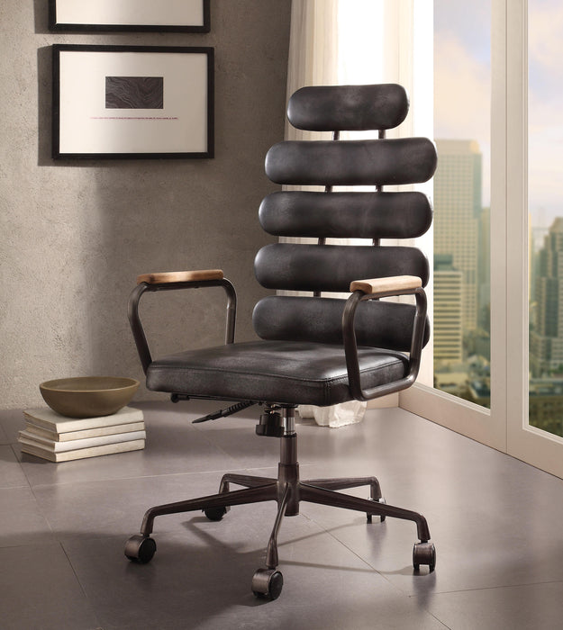 Calan Vintage Black Top Grain Leather Office Chair - FAMSA Furniture (TX)