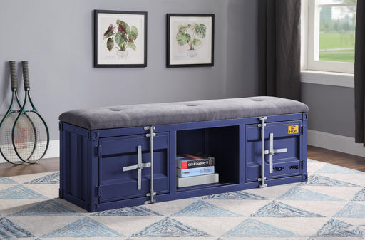 Cargo Gray Fabric & Blue Bench (Storage) - FAMSA Furniture (TX)