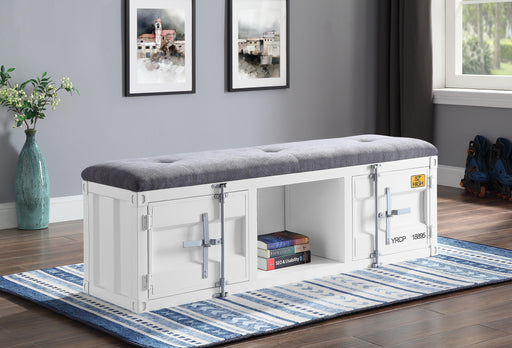 Cargo Gray Fabric & White Bench (Storage) - FAMSA Furniture (TX)