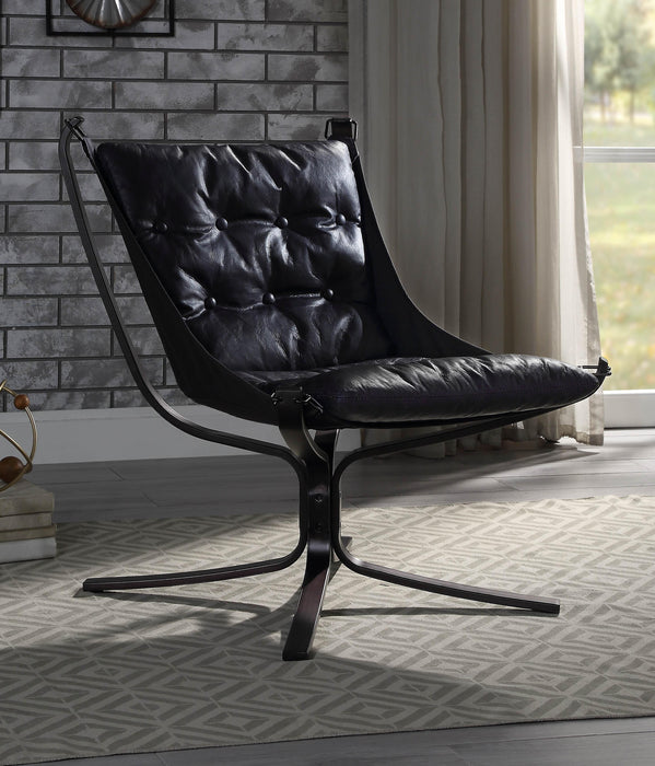 Carney Vintage Blue Top Grain Leather Accent Chair - FAMSA Furniture (TX)