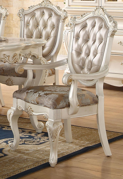 Chantelle Rose Gold PU & Pearl White Arm Chair - FAMSA Furniture (TX)