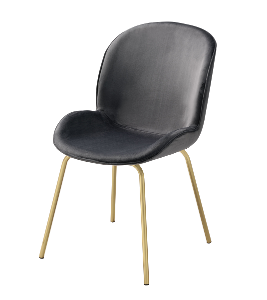 Chuchip Gray Velvet & Gold Side Chair - FAMSA Furniture (TX)