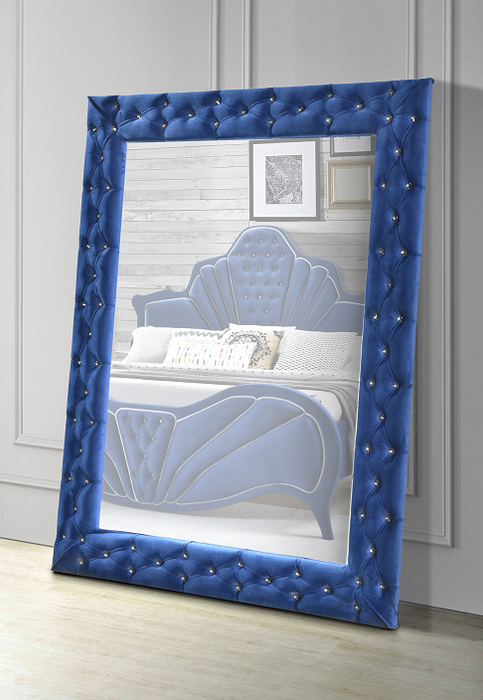 Dante Blue Velvet Accent Floor Mirror - FAMSA Furniture (TX)