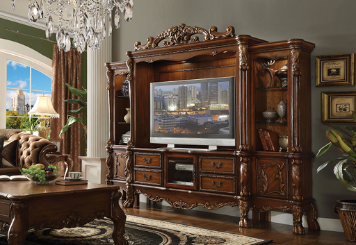 Dresden Cherry Oak Entertainment Center (Side Piers & Bridge) - FAMSA Furniture (TX)