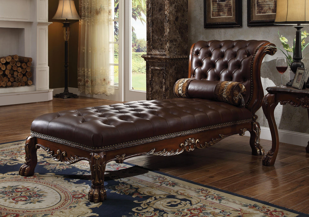 Dresden PU & Cherry Oak Chaise & Pillow - FAMSA Furniture (TX)