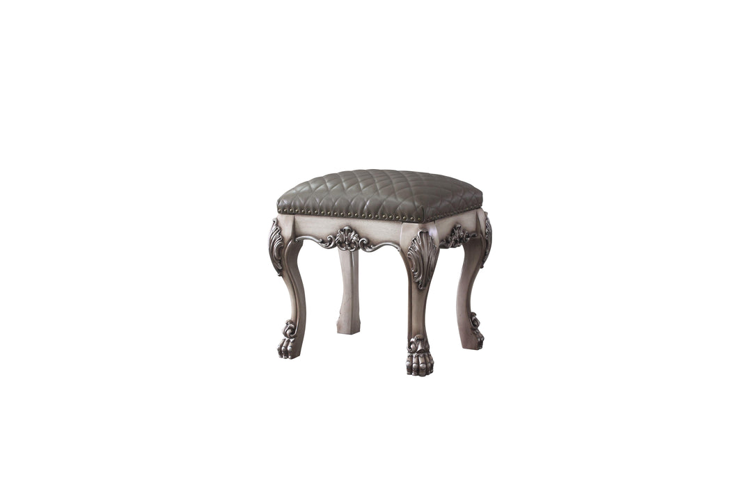 Dresden Vintage Bone White & PU Vanity Stool - FAMSA Furniture (TX)