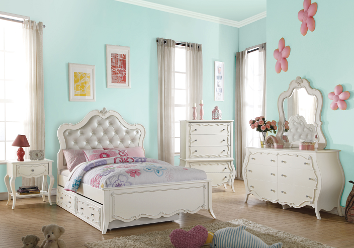 Edalene PU & Pearl White Twin Bed - FAMSA Furniture (TX)