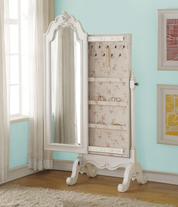 Edalene Pearl White Jewelry Armoire (Cheval) - FAMSA Furniture (TX)