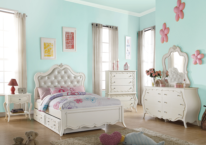Edalene PU & Pearl White Full Bed - FAMSA Furniture (TX)