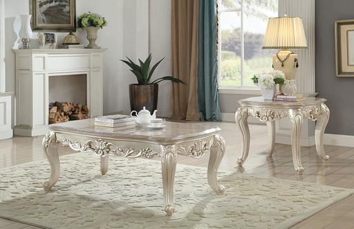 Gorsedd Marble & Antique White Coffee Table - FAMSA Furniture (TX)
