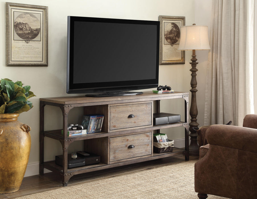 Gorden Weathered Oak & Antique Silver TV Stand - FAMSA Furniture (TX)