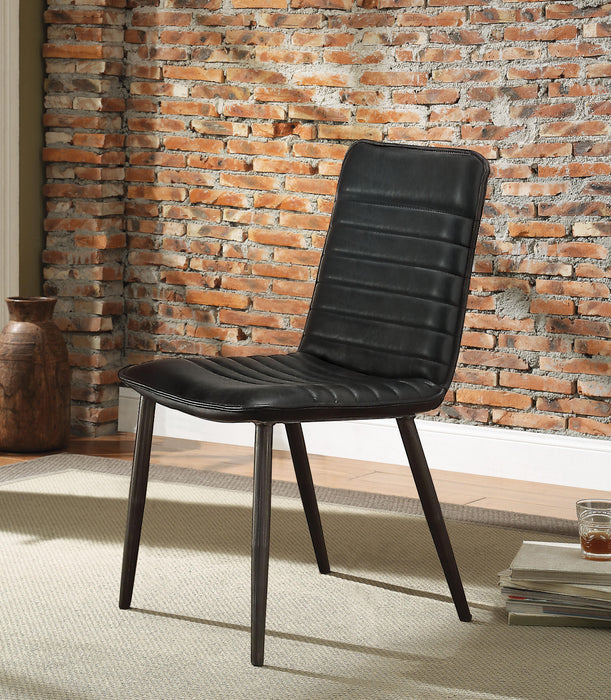 Hosmer Black Top Grain Leather & Antique Black Side Chair - FAMSA Furniture (TX)