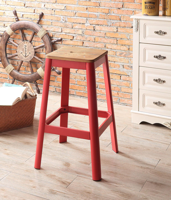 Jacotte Natural & Red Bar Stool (1Pc) - FAMSA Furniture (TX)