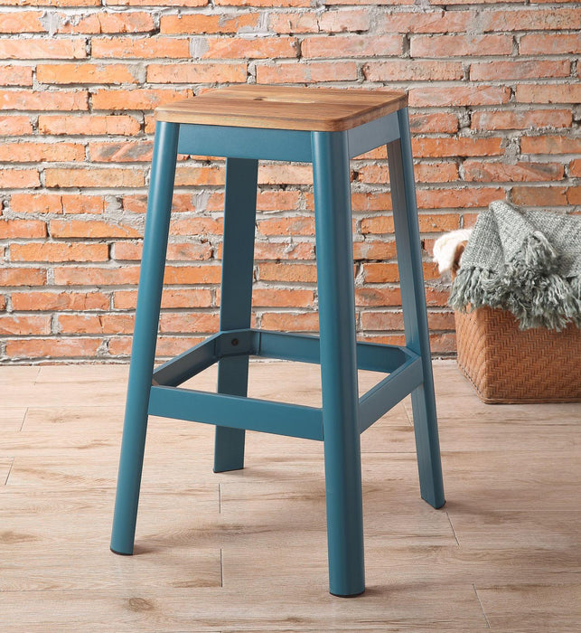 Jacotte Natural & Teal Bar Stool (1Pc) - FAMSA Furniture (TX)