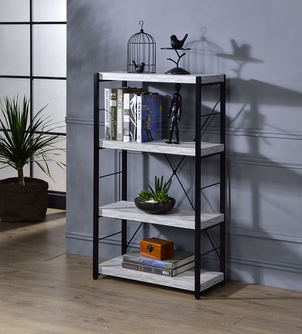 Jurgen Antique White & Black Bookshelf - FAMSA Furniture (TX)