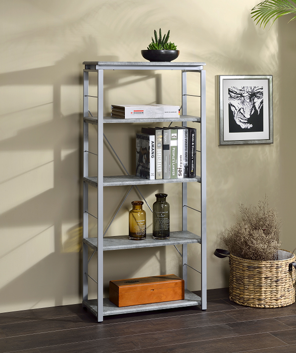 Jurgen Faux Concrete & Silver Bookshelf - FAMSA Furniture (TX)