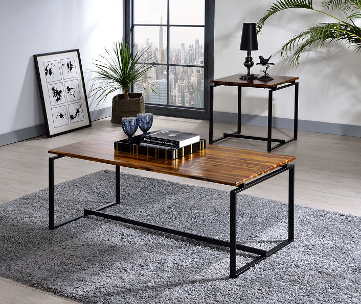 Jurgen Oak & Black 3Pc Pack Coffee/End Set - FAMSA Furniture (TX)