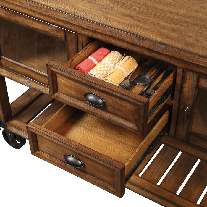 Kadri Distressed Chestnut Kitchen Cart - FAMSA Furniture (TX)