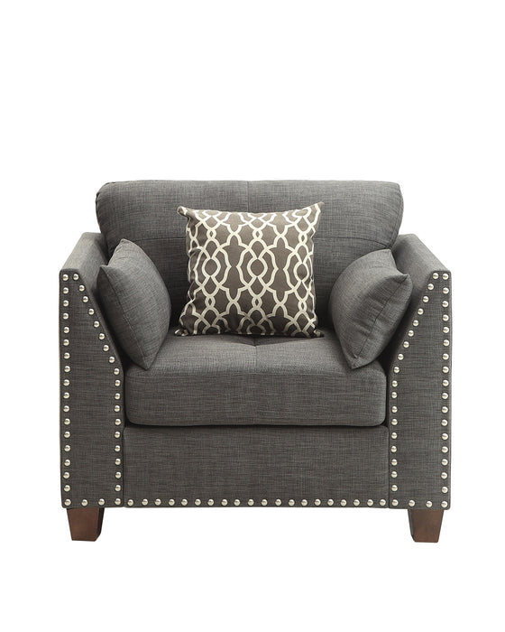 Laurissa Light Charcoal Linen Chair & 3 Pillows - FAMSA Furniture (TX)