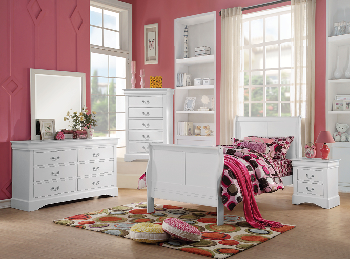 Louis Philippe III White Twin Bed - FAMSA Furniture (TX)