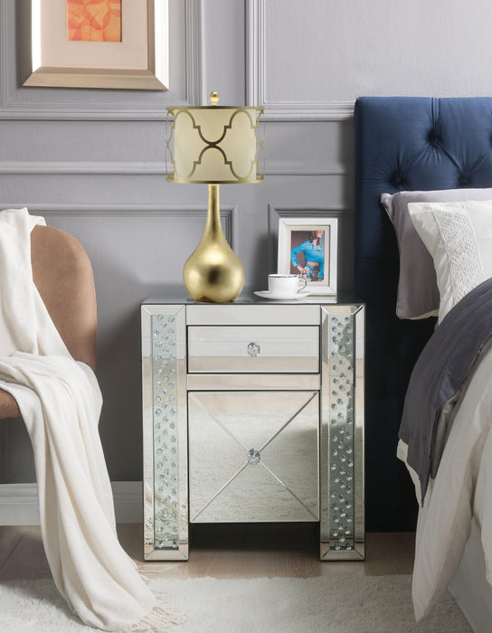 Maisha Mirrored & Faux Crystals Accent Table - FAMSA Furniture (TX)