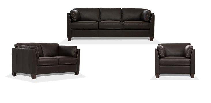 Matias Chocolate Leather Sofa - FAMSA Furniture (TX)
