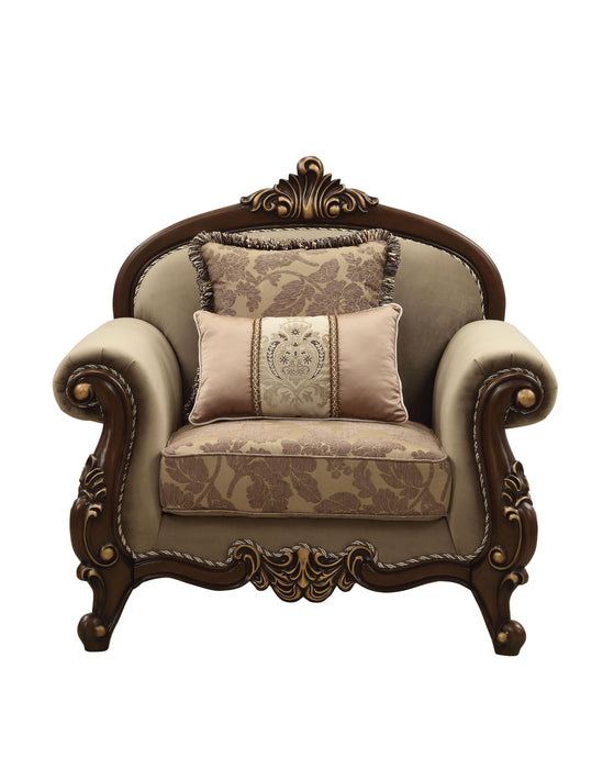 Mehadi Velvet & Walnut Chair & 2 Pillows - FAMSA Furniture (TX)