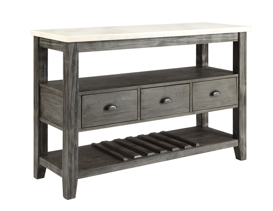 Merel White Marble & Gray Oak Server - FAMSA Furniture (TX)