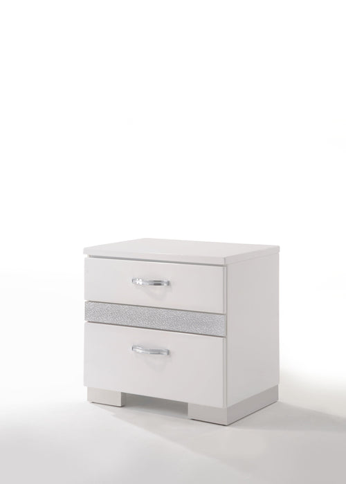 Naima II White High Gloss Nightstand - FAMSA Furniture (TX)