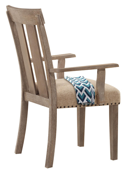 Nathaniel Fabric & Maple Arm Chair , Slatted Back - FAMSA Furniture (TX)