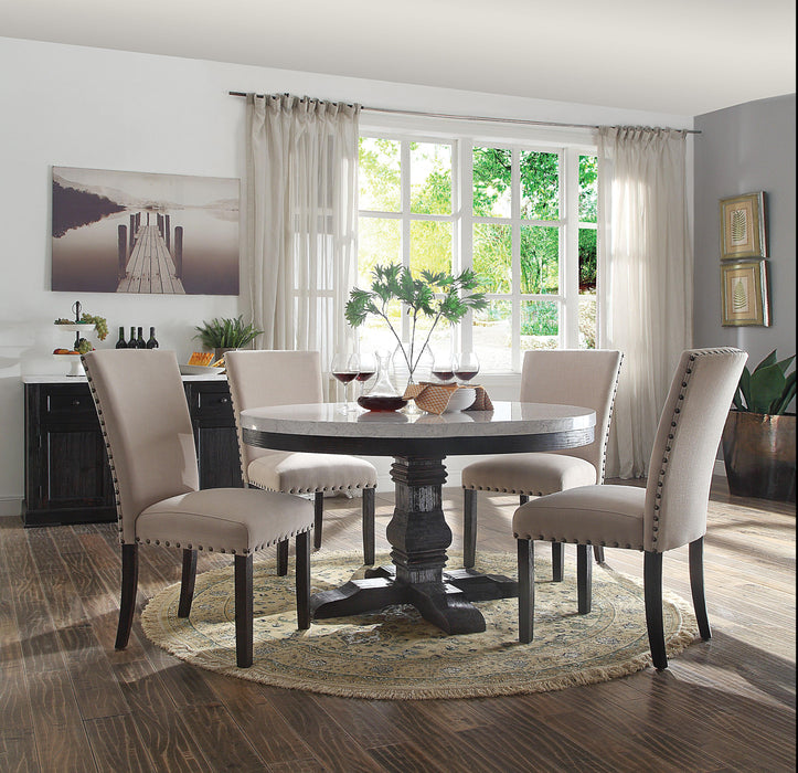 Nolan White Marble & Salvage Dark Oak Dining Table - FAMSA Furniture (TX)