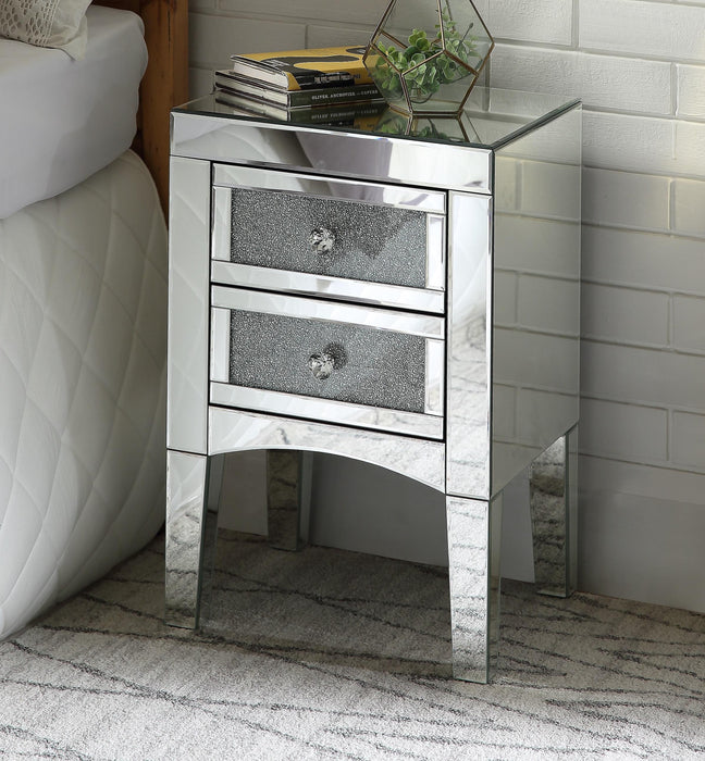 Nowles Mirrored & Faux Stones Accent Table - FAMSA Furniture (TX)