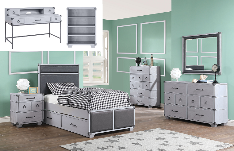 Orchest Gray PU & Gray Twin Bed - FAMSA Furniture (TX)