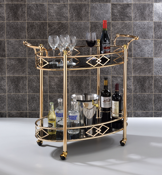 Ottesen Gold & Black Glass Serving Cart - FAMSA Furniture (TX)