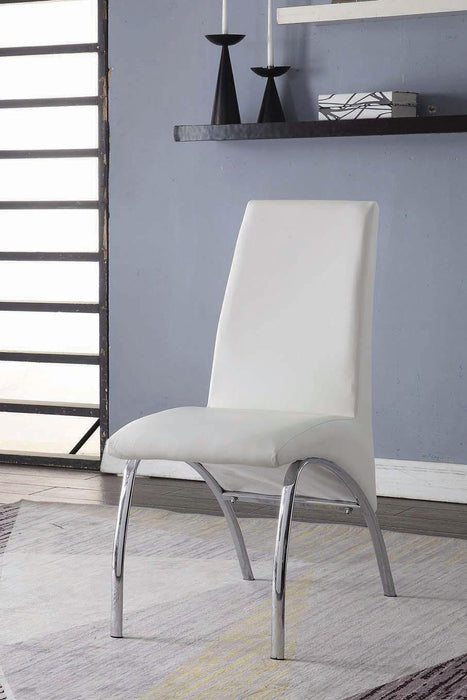 Pervis White PU & Chrome Side Chair - FAMSA Furniture (TX)