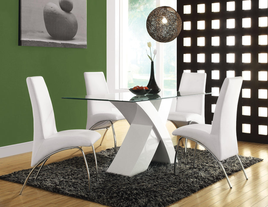 Pervis White & Clear Glass Dining Table - FAMSA Furniture (TX)