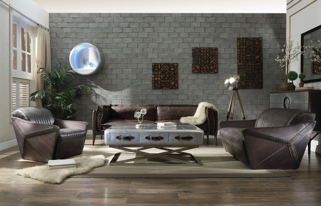 Porchester Distress Chocolate Top Grain Leather Sofa - FAMSA Furniture (TX)