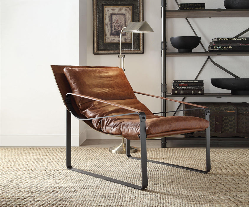 Quoba Cocoa Top Grain Leather Accent Chair - FAMSA Furniture (TX)
