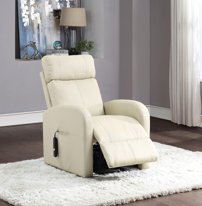 Ricardo Beige PU Recliner w/Power Lift - FAMSA Furniture (TX)