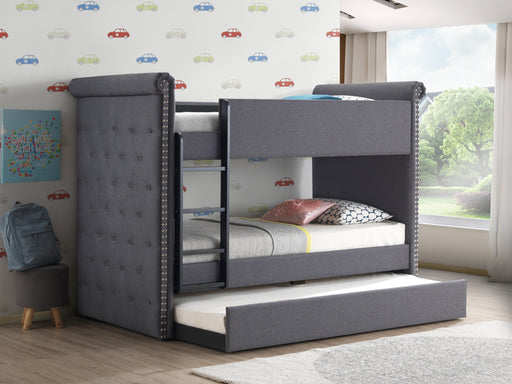 Romana II Gray Fabric Bunk Bed & Trundle (Twin/Twin) - FAMSA Furniture (TX)