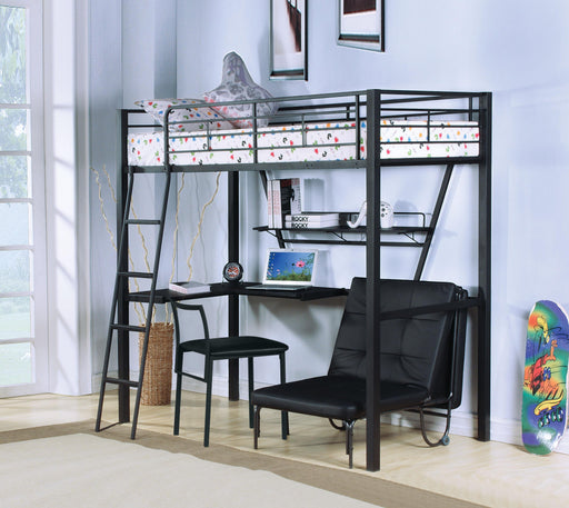Senon Silver & Black Loft Bed & Desk - FAMSA Furniture (TX)