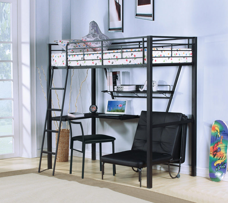 Senon Silver & Black Loft Bed & Desk - FAMSA Furniture (TX)
