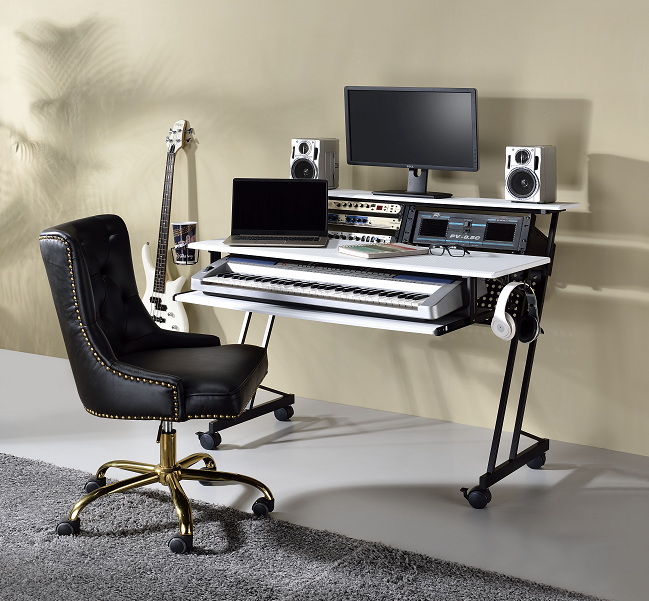Suitor White & Black Computer Desk - FAMSA Furniture (TX)