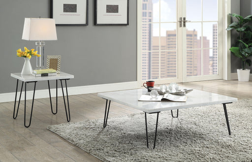 Telestis White Marble & Black Coffee Table - FAMSA Furniture (TX)